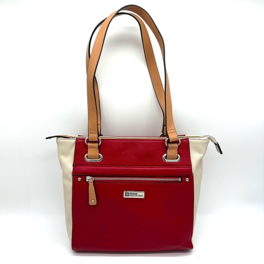 Stone Mountain double Handle Leather bag Red Bone Natural
